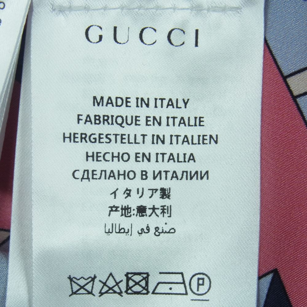 GUCCI グッチ 472123 ZIE06 シルク エンブレム ウォールペーパー プリント パール ブラウス シャツ ピンク系【中古】