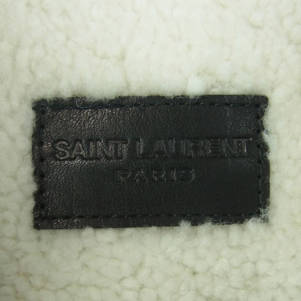 SAINT LAURENT サンローラン 483202 YZ883 ロゴ モノグラム マキシ パッチ ボア デニム ジャケット インディゴブルー系 M【極上美品】【中古】