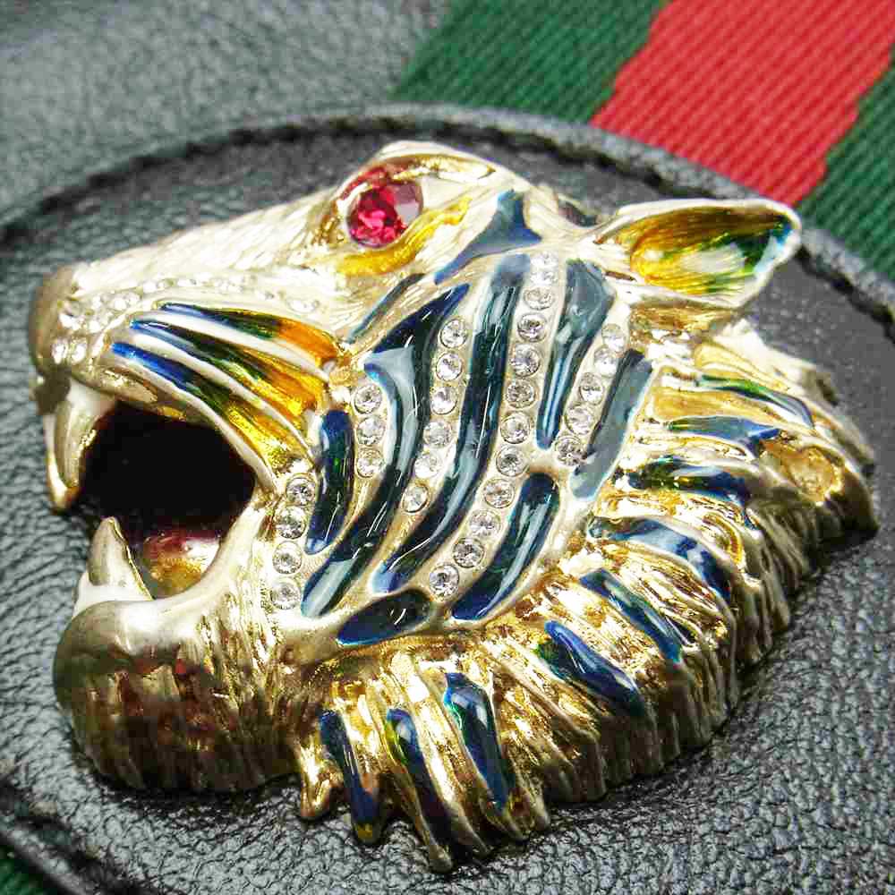 GUCCI グッチ 537219 タイガー ヘッド ラジャ チェーン ショルダー バッグ ブラック系【中古】