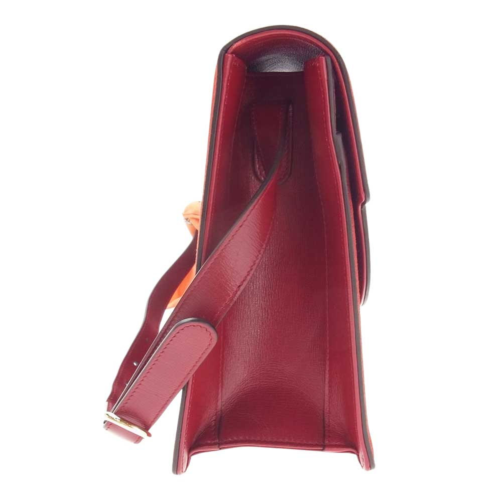GUCCI グッチ 596478 インターロッキングG スエード スカーフ ショルダー バッグ レッド系【中古】