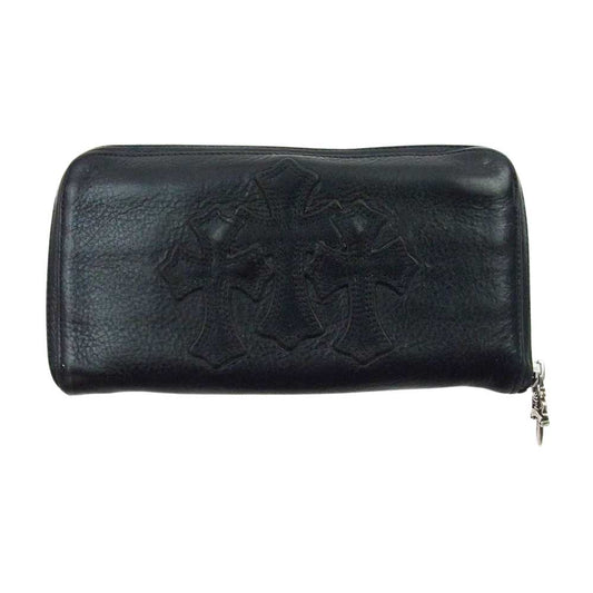 CHROME HEARTS クロムハーツ（原本無） REC F ZIP ジップ 3 セメタリー クロスパッチ ウォレット ブラック系【中古】