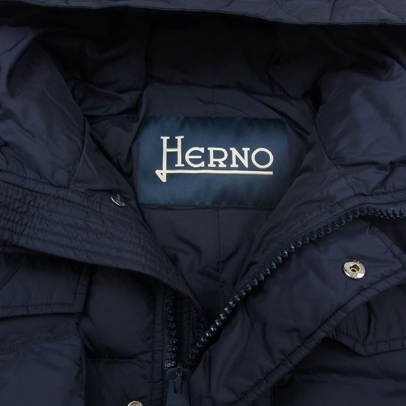 Herno ヘルノ PI0191U-12004-9200 POLAR TECH ポーラテック フーデッド ダウンコート ダウンジャケット ネイビー系 48【中古】