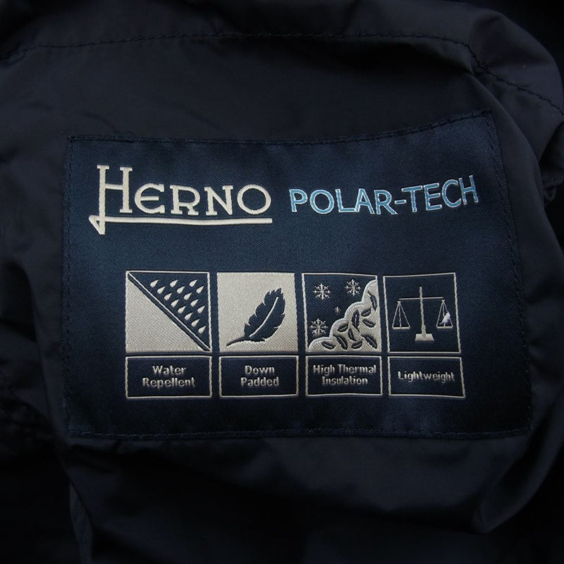 Herno ヘルノ PI0191U-12004-9200 POLAR TECH ポーラテック フーデッド ダウンコート ダウンジャケット ネイビー系 48【中古】