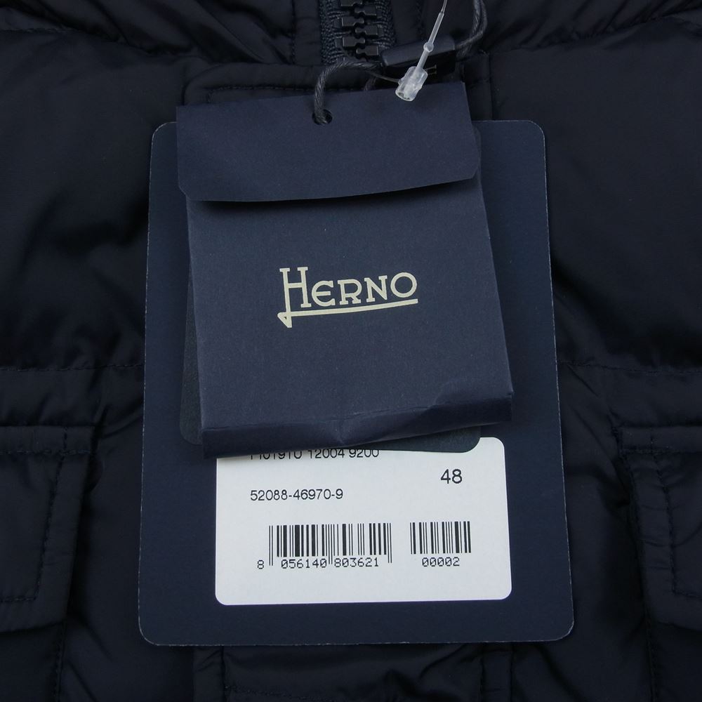 Herno ヘルノ PI0191U-12004-9200 POLAR TECH ポーラテック フーデッド ダウンコート ダウンジャケット ネイビー系 48【中古】