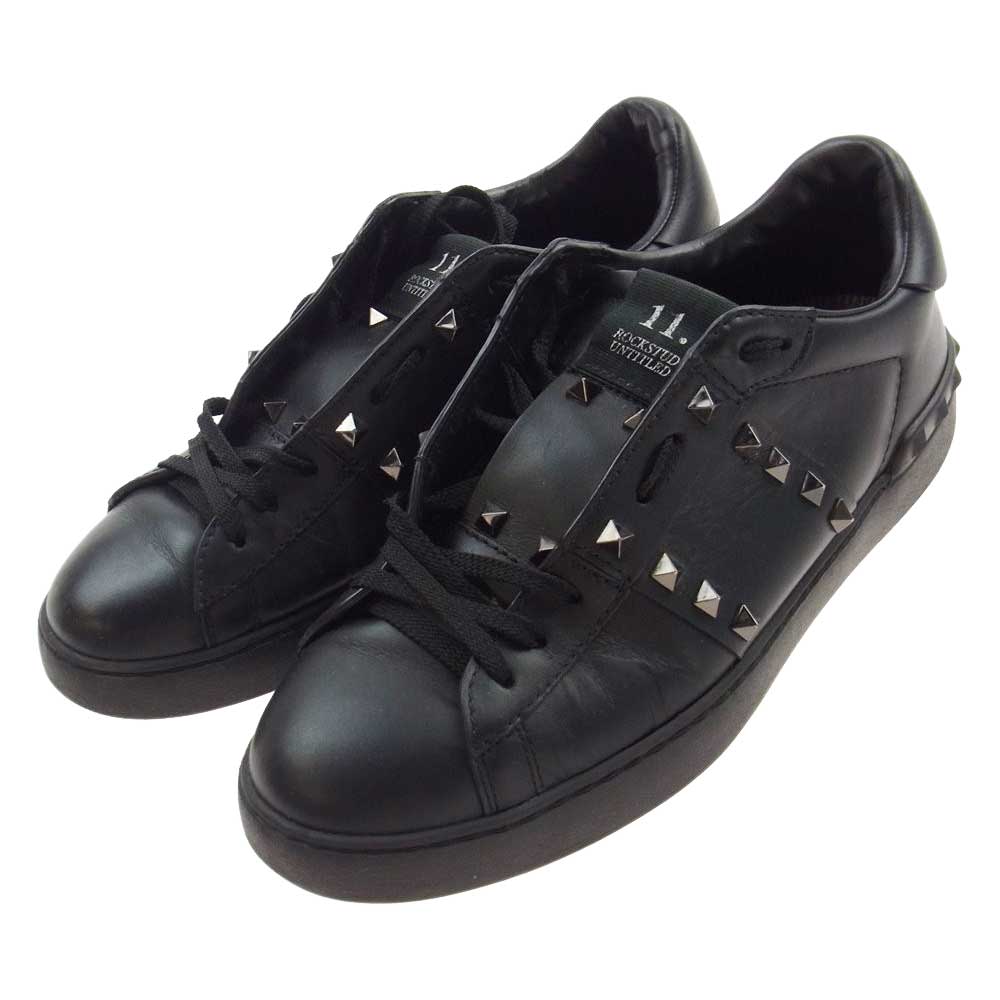 VALENTINO ヴァレンティノ LSQ931Y2 ロックスタッズ レザー ローカット スニーカー  ブラック系 41【中古】
