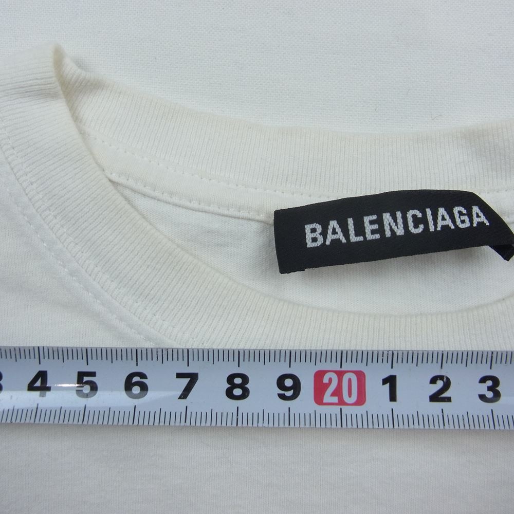 BALENCIAGA バレンシアガ 570805 TEV53 BB ロゴ レインボー 刺繍 Tシャツ レインボー ホワイト系 S【中古】