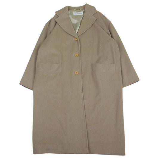 MAX MARA マックスマーラ 白タグ イタリア製 カシミア アンゴラ混 ヴァージンウール ロング コート ベージュ系 40【中古】