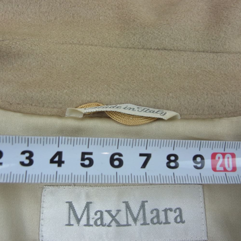 MAX MARA マックスマーラ 白タグ イタリア製 カシミア アンゴラ混 ヴァージンウール ロング コート ベージュ系 40【中古】