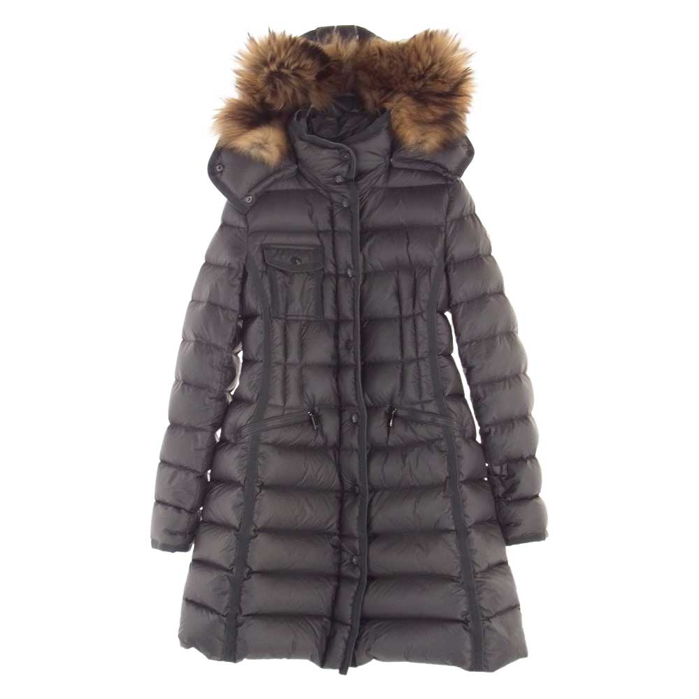 MONCLER モンクレール HERMIFUR エルミファー ファーフード付き ダウンコート ダウンジャケット グレー系 1【中古】