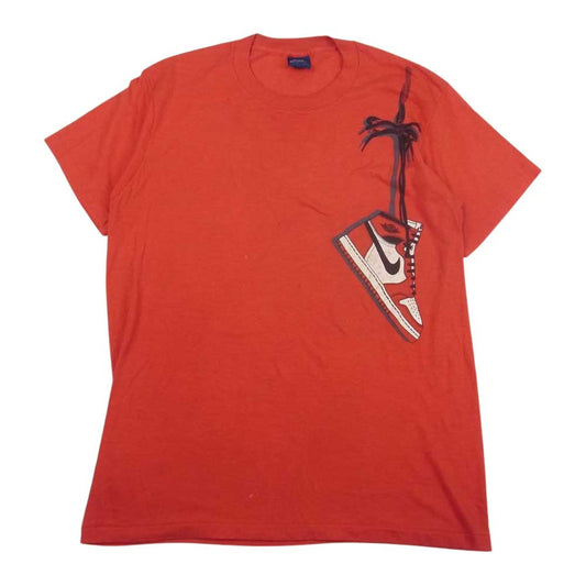 NIKE ナイキ 80s 紺タグ ヴィンテージ ジョーダン 肩掛け Tシャツ  レッド系 L【中古】