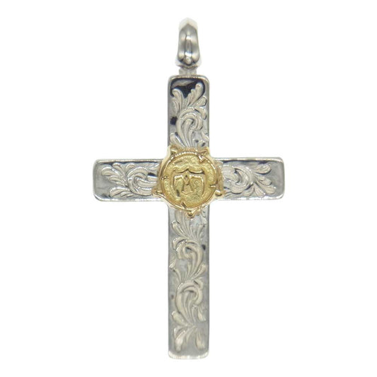 TARO WASHIMI ワシミタロウ 鷲見太郎 P＆T ギャランティ付属 鷲見太郎 ワシミタロウ K18 arabesque cross アラベスク イーグルメタル ミニ クロス ペンダントトップ【美品】【中古】