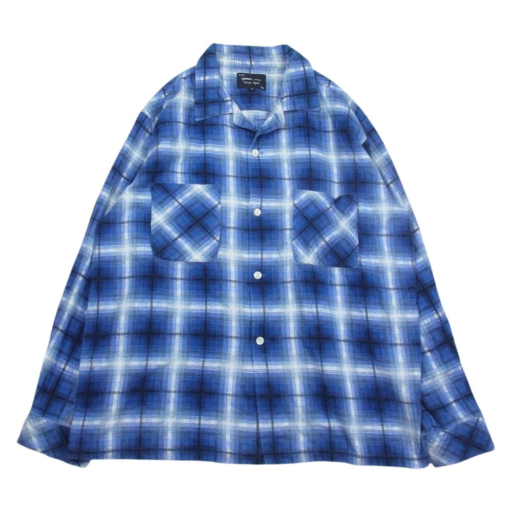 NUMBER(N)INE ナンバーナイン オープンカラー チェック ネルシャツ ブルー系 M【中古】