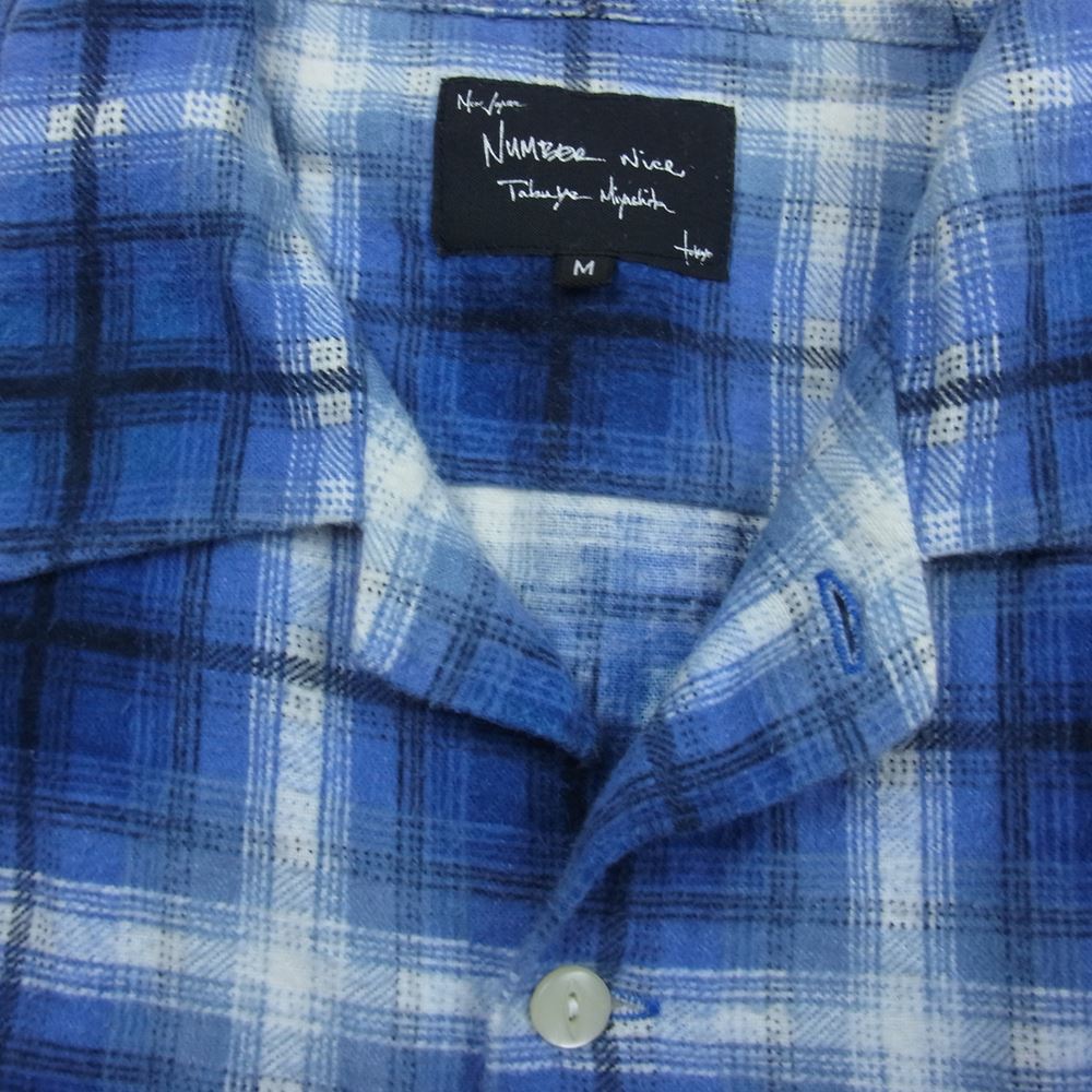 NUMBER(N)INE ナンバーナイン オープンカラー チェック ネルシャツ ブルー系 M【中古】