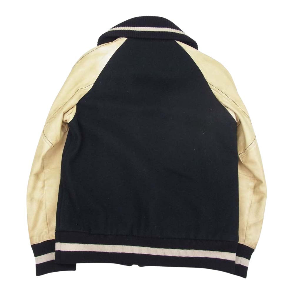 NUMBER(N)INE ナンバーナイン ポートランド期 復刻 袖レザー ウール スタジャン ブラック系 ベージュ系 2【中古】