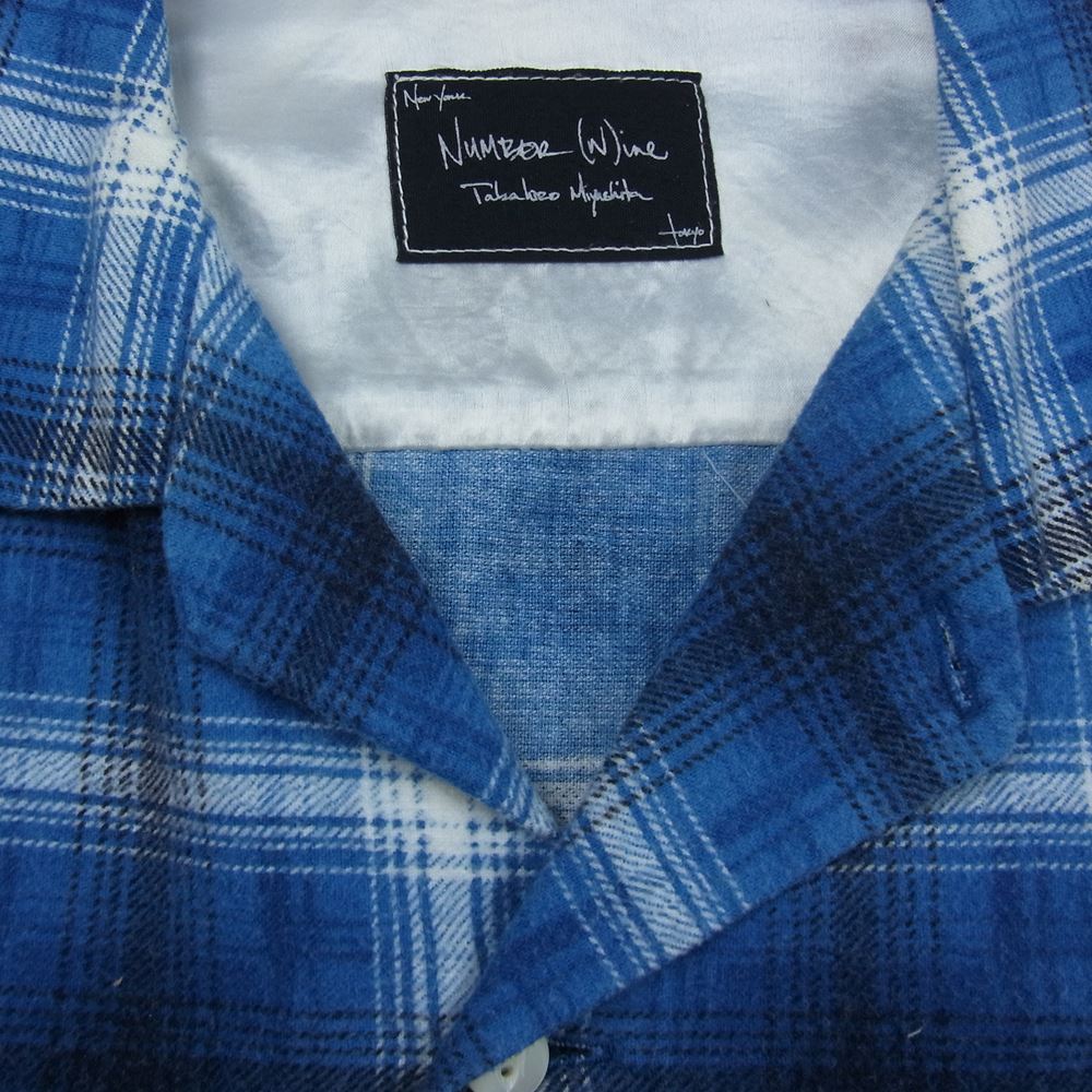 NUMBER(N)INE ナンバーナイン 03AW カート期 オープンカラー チェック ネルシャツ ブルー系 3【中古】