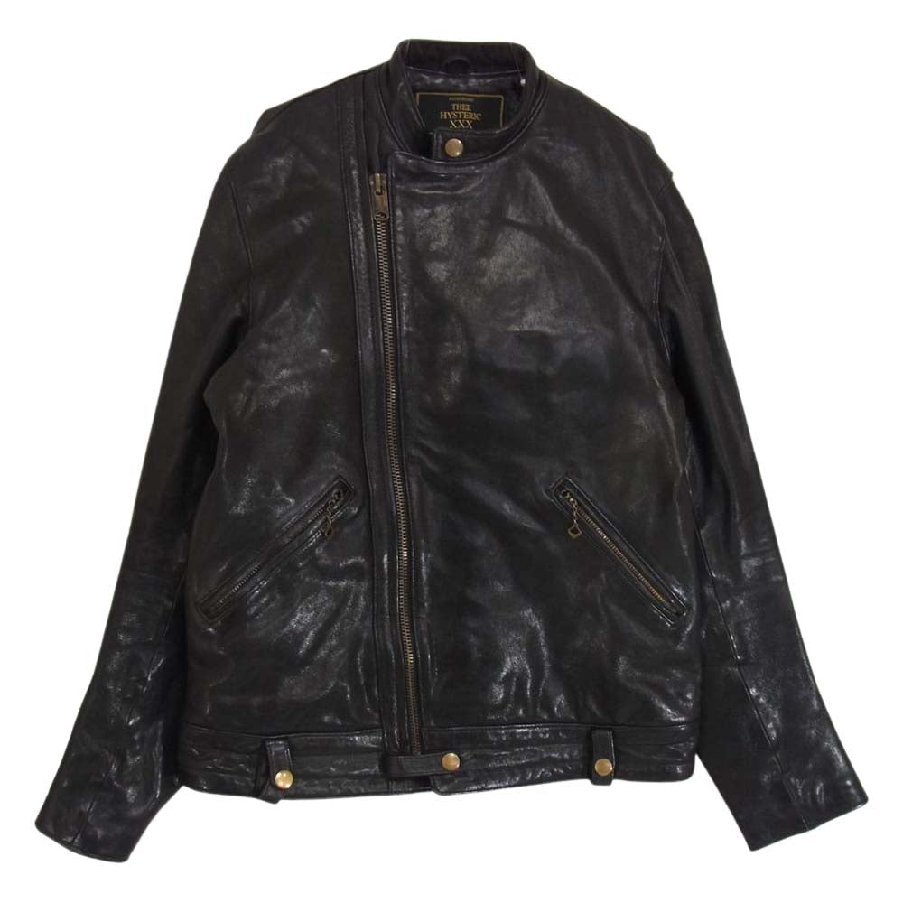 HYSTERIC GLAMOUR ヒステリックグラマー THEE HYSTERIC XXX REGISTERED 0634LB01 ゴートレザー セミダブル ライダースジャケット ブラック系 S【中古】