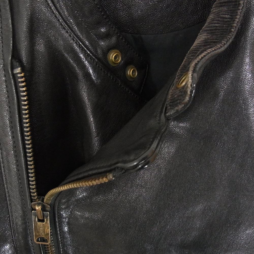 HYSTERIC GLAMOUR ヒステリックグラマー THEE HYSTERIC XXX REGISTERED 0634LB01 ゴートレザー セミダブル ライダースジャケット ブラック系 S【中古】