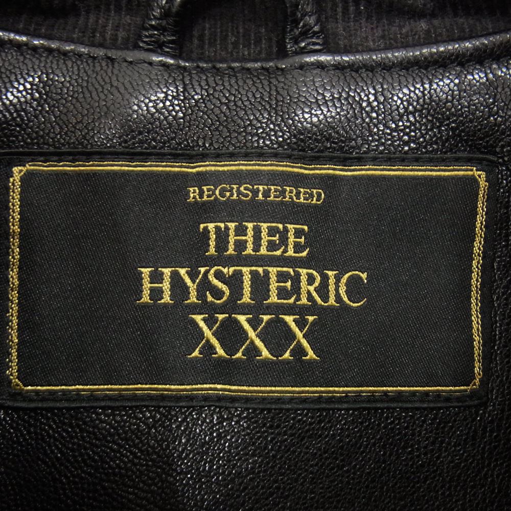 HYSTERIC GLAMOUR ヒステリックグラマー THEE HYSTERIC XXX REGISTERED 0634LB01 ゴートレザー セミダブル ライダースジャケット ブラック系 S【中古】
