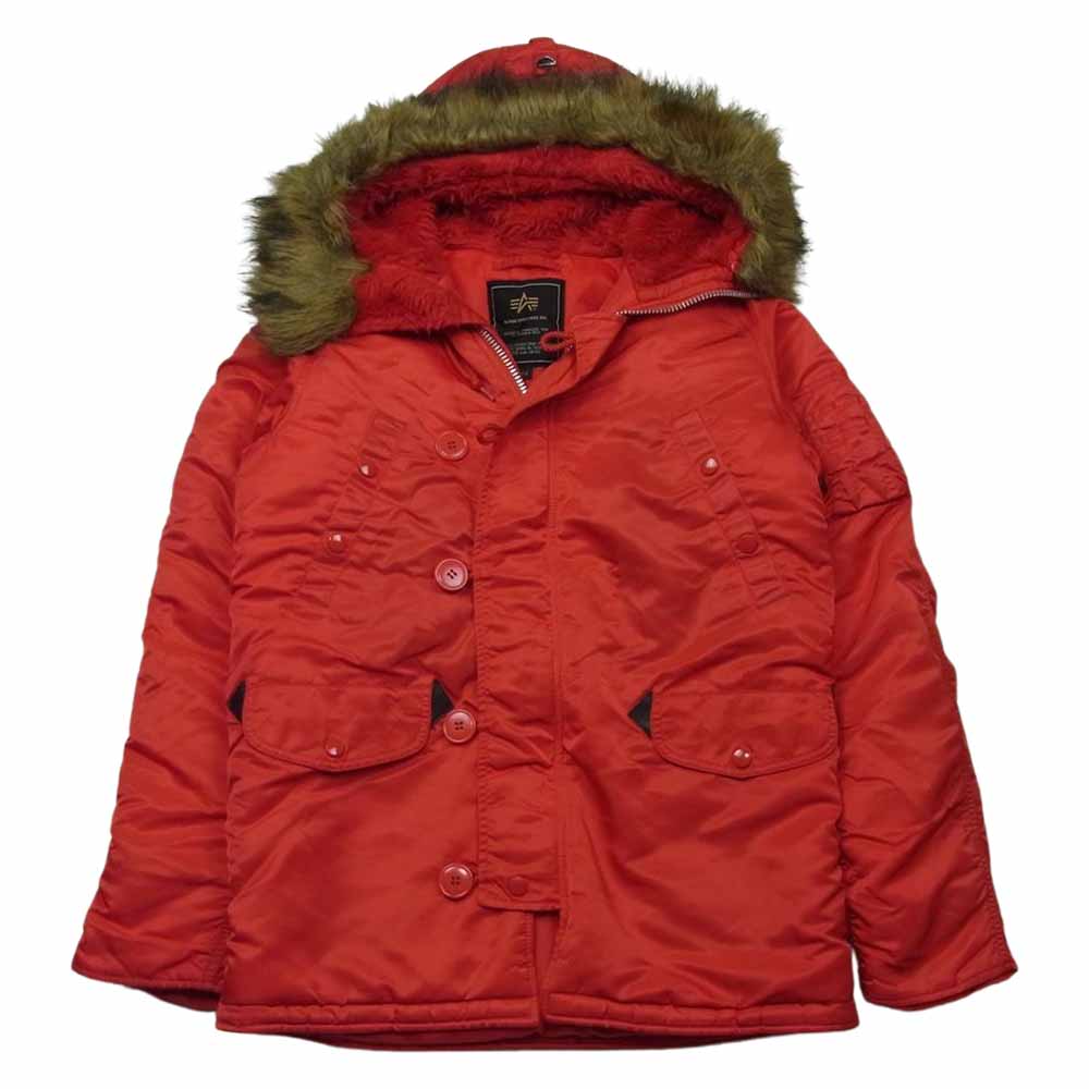 ALPHA アルファ N-3B ミリタリー フライト ジャケット ナイロン 中国製 レッド系 S【中古】