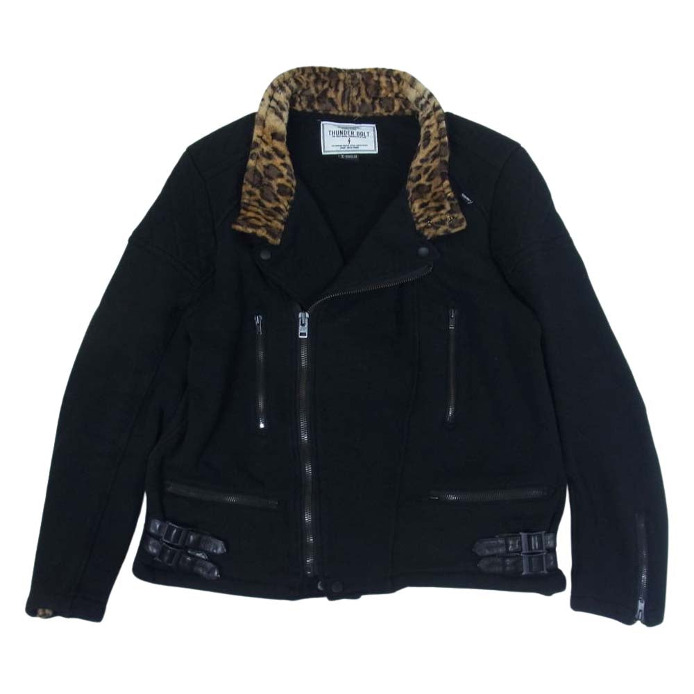 NEIGHBORHOOD ネイバーフッド 131OCNH-JKM01S THUNDER BOLT LEO 裏地レオパード サンダーボルト スウェット ライダース ブラック系 X【中古】