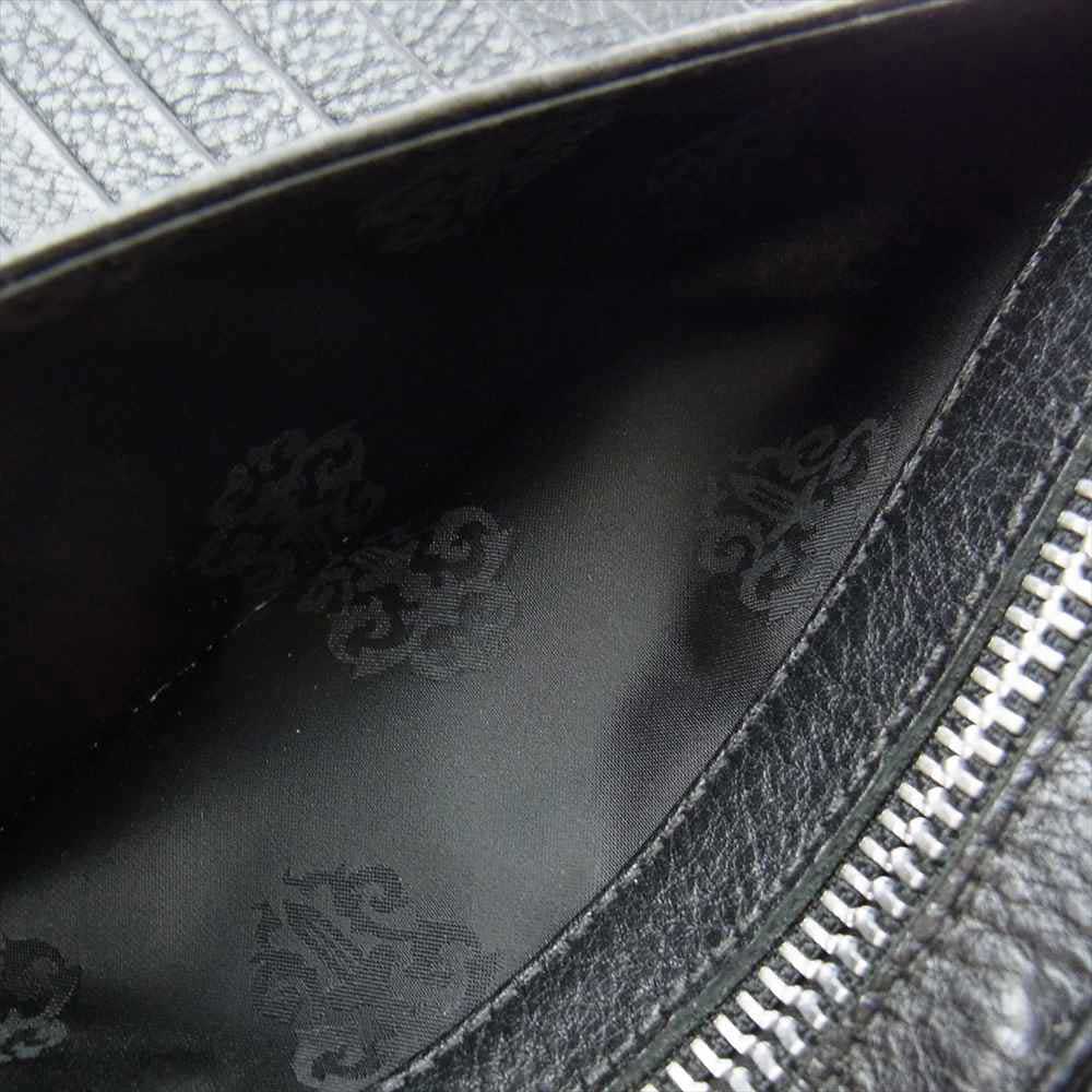 CHROME HEARTS クロムハーツ（原本有） WAVE CROSS BTN クロスボールボタン ウェーブ レザー ウォレット 長財布 ブラック系【中古】