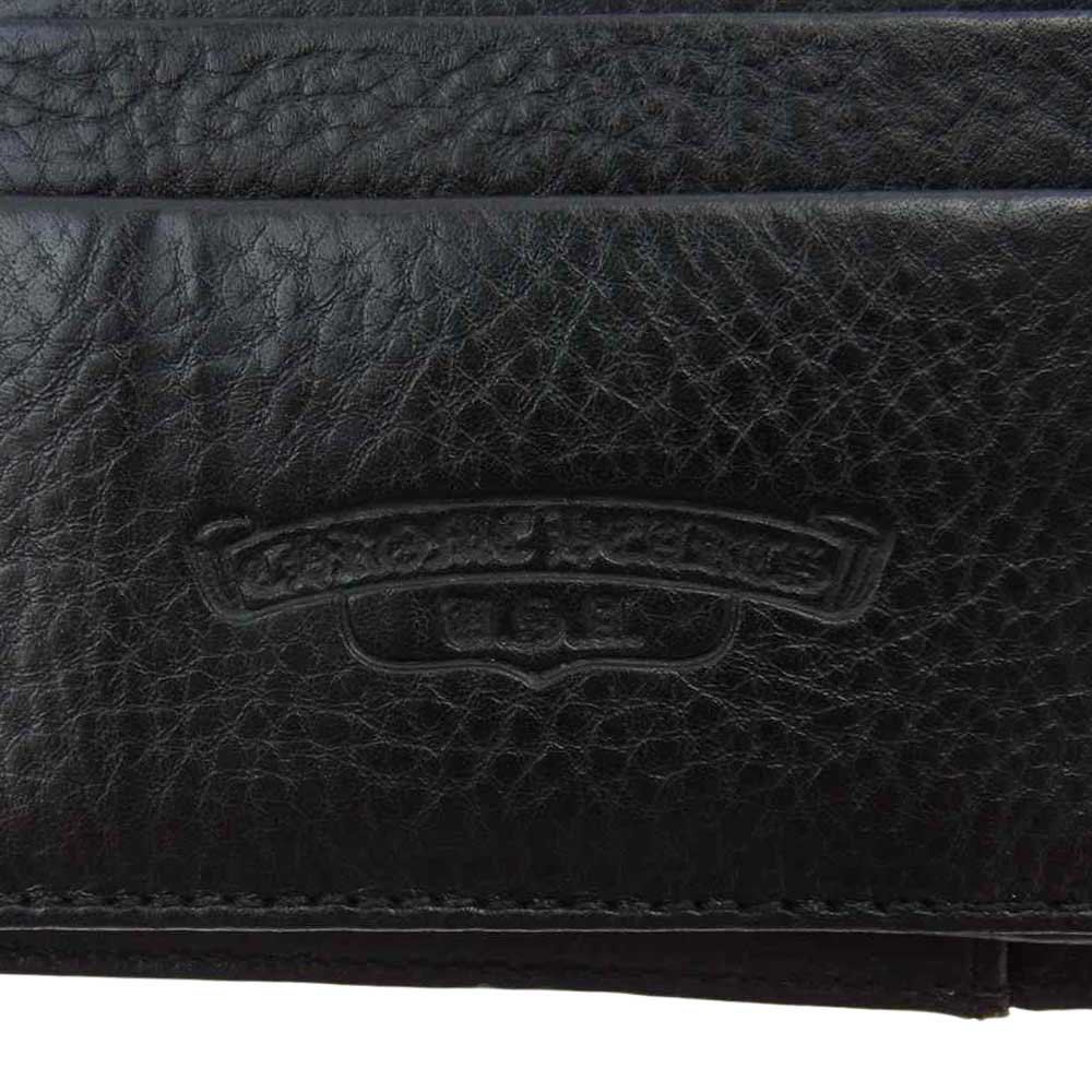 CHROME HEARTS クロムハーツ（原本有） WAVE CROSS BTN クロスボールボタン ウェーブ レザー ウォレット 長財布 ブラック系【中古】