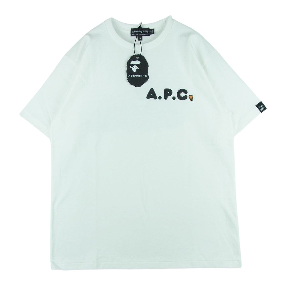 A BATHING APE アベイシングエイプ 002TEI231901C A . P . C . アーペーセー BAPE Tシャツ 半袖 ホワイト系 M【新古品】【未使用】【中古】