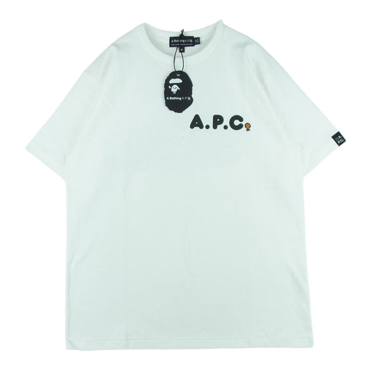 A BATHING APE アベイシングエイプ 002TEI231901C A . P . C . アーペーセー BAPE Tシャツ 半袖 ホワイト系 M【新古品】【未使用】【中古】