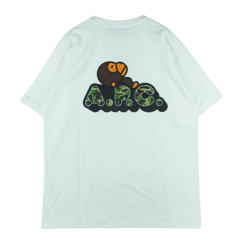 A BATHING APE アベイシングエイプ 002TEI231901C A . P . C . アーペーセー BAPE Tシャツ 半袖 ホワイト系 M【新古品】【未使用】【中古】