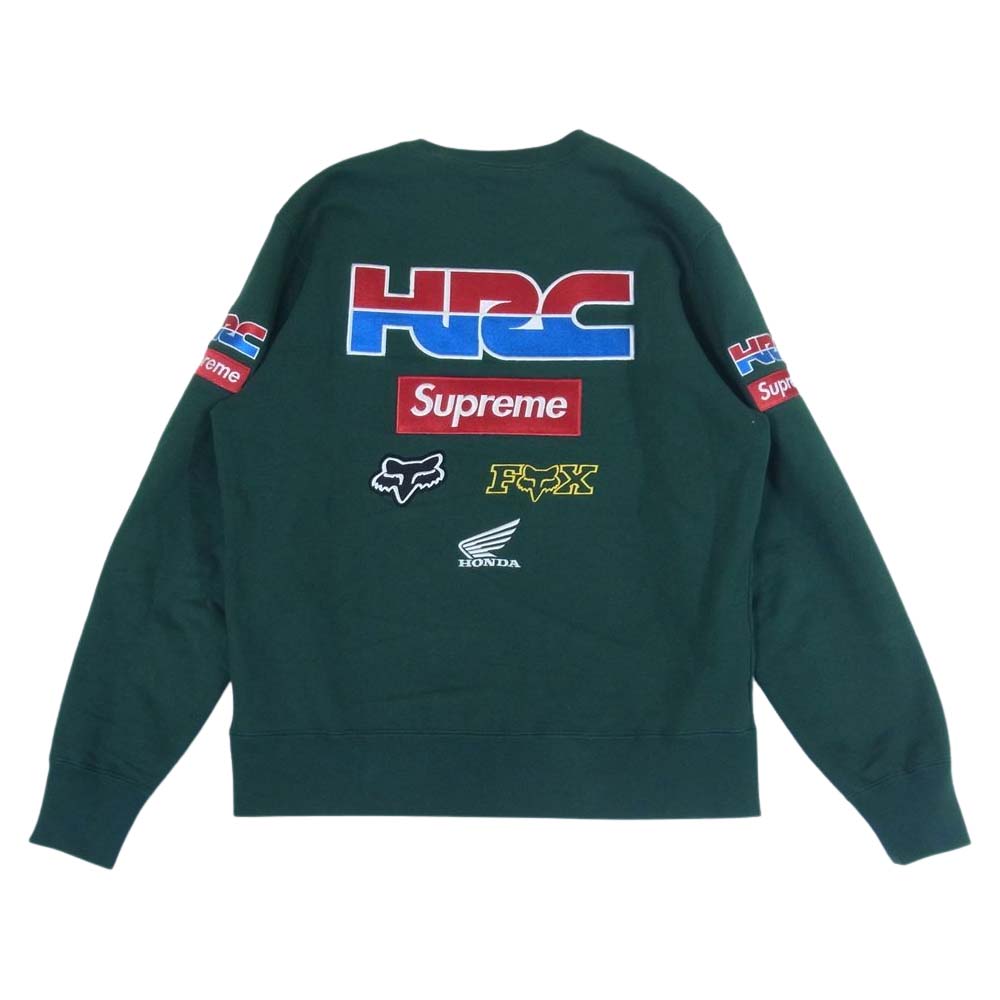 Supreme シュプリーム 19AW Honda Fox Racing Crewneck ホンダ フォックス スウェット モスグリーン系 S【中古】