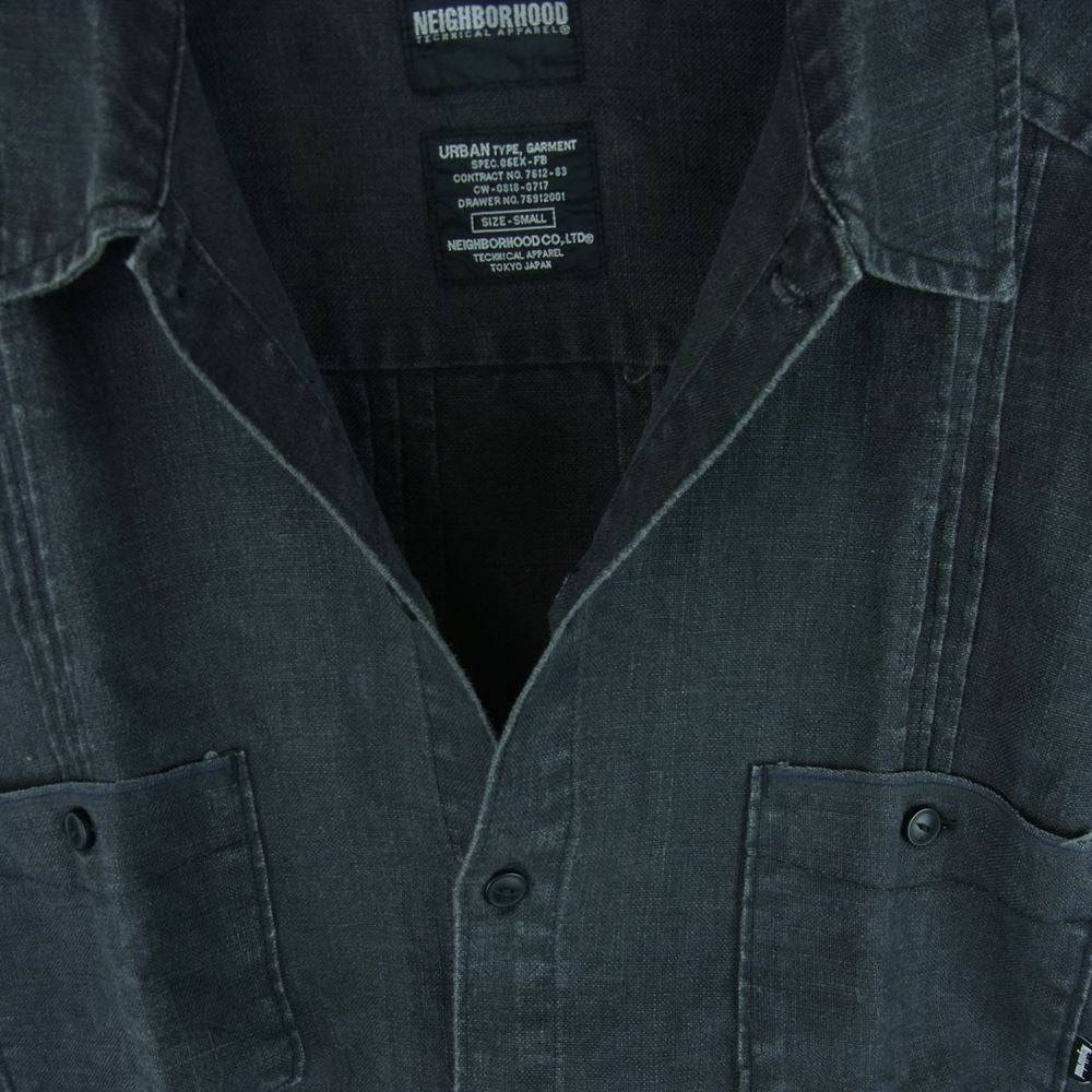NEIGHBORHOOD ネイバーフッド DCNH-SH-01 半袖 シャツ リネン ブラック 日本製 ダークグレー系 S【中古】