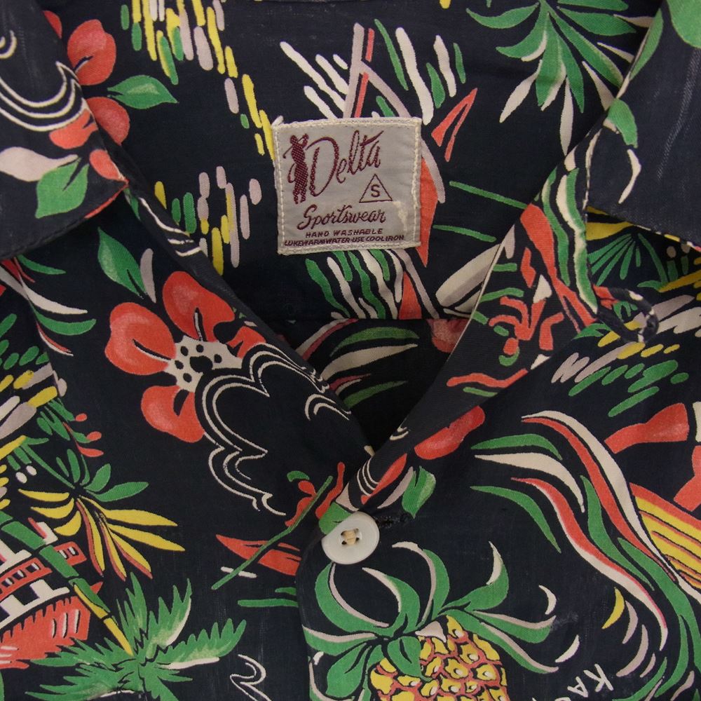 デルタ ヴィンテージ ハワイアン アロハ シャツ マルチカラー系 S【中古】