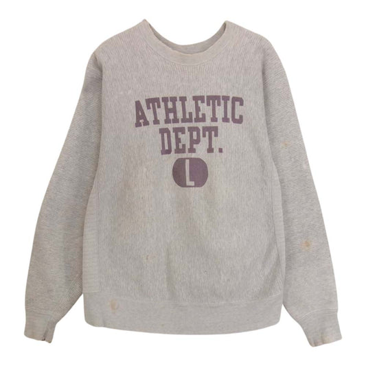 Champion チャンピオン 60's タタキタグ 後期 REVERSE WAVE ヴィンテージ カレッジロゴ 染み込みプリント リバースウィーブ スウェット グレー系 L【中古】