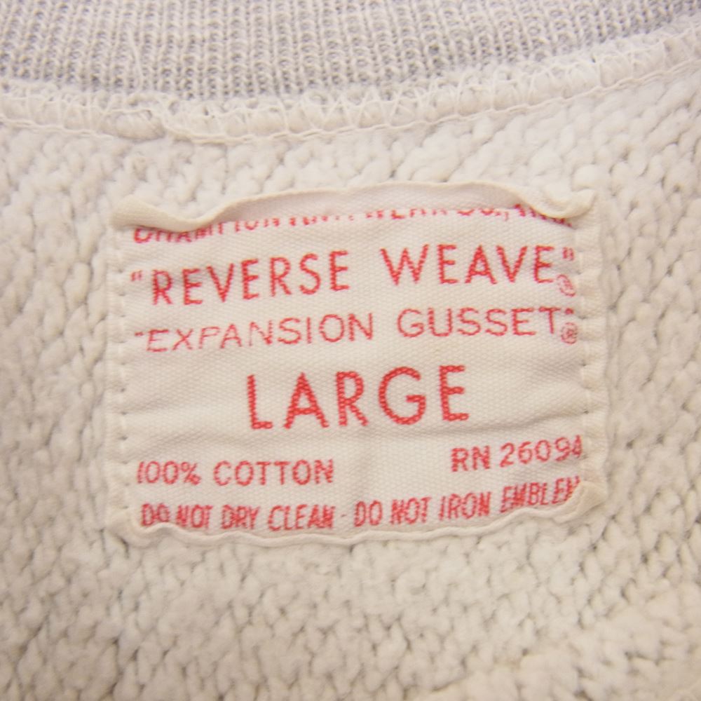 Champion チャンピオン 60's タタキタグ 後期 REVERSE WAVE ヴィンテージ カレッジロゴ 染み込みプリント リバースウィーブ スウェット グレー系 L【中古】