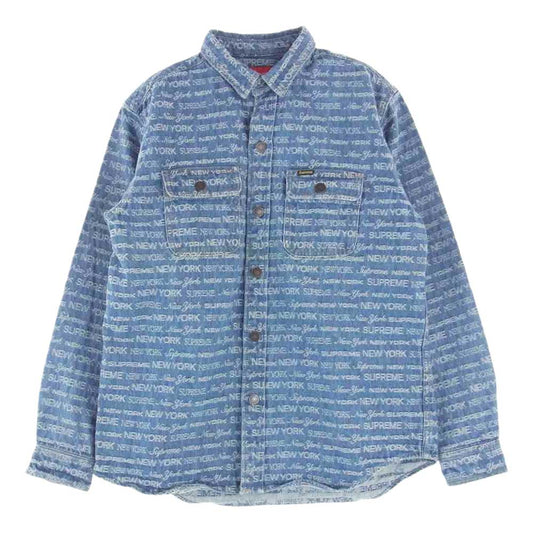 Supreme シュプリーム 22aw  Multi Type Jacquard Denim Shirt 長袖 デニム シャツ ブルー系 M【中古】