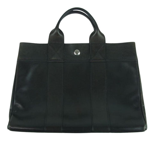 HERMES エルメス □E刻印 フルートゥ PM オールレザー トート バッグ フランス製 ブラック系【中古】