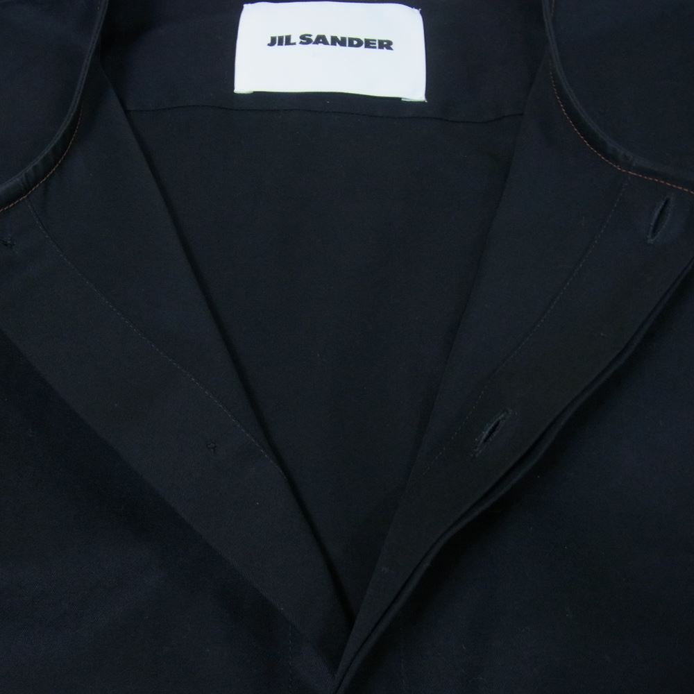 JIL SANDER ジルサンダー 21SS JSMS74012MS24380011 国内正規品 HS JM IM 0001 ステッチ 比翼 ノーカラー 長袖シャツ ブラック系 38【中古】
