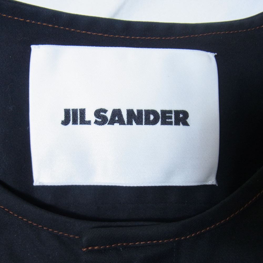 JIL SANDER ジルサンダー 21SS JSMS74012MS24380011 国内正規品 HS JM IM 0001 ステッチ 比翼 ノーカラー 長袖シャツ ブラック系 38【中古】
