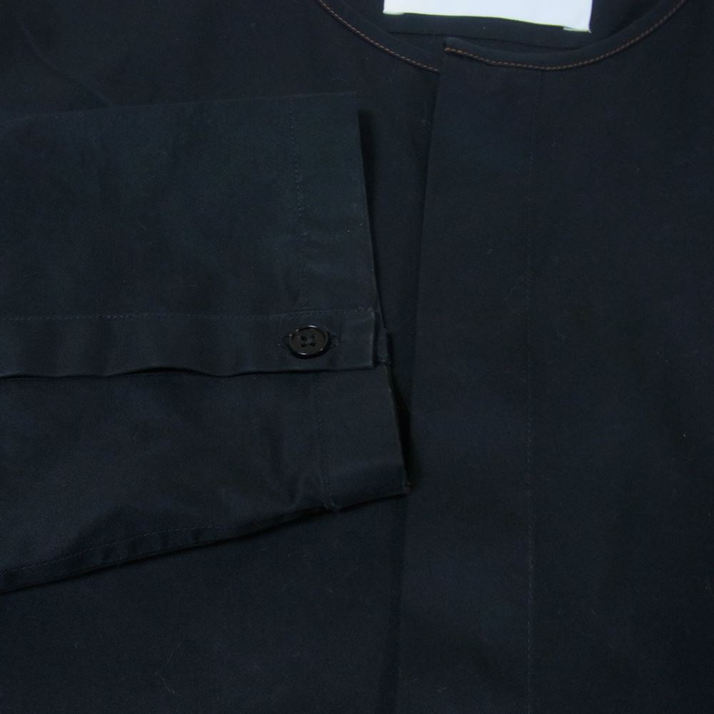 JIL SANDER ジルサンダー 21SS JSMS74012MS24380011 国内正規品 HS JM IM 0001 ステッチ 比翼 ノーカラー 長袖シャツ ブラック系 38【中古】