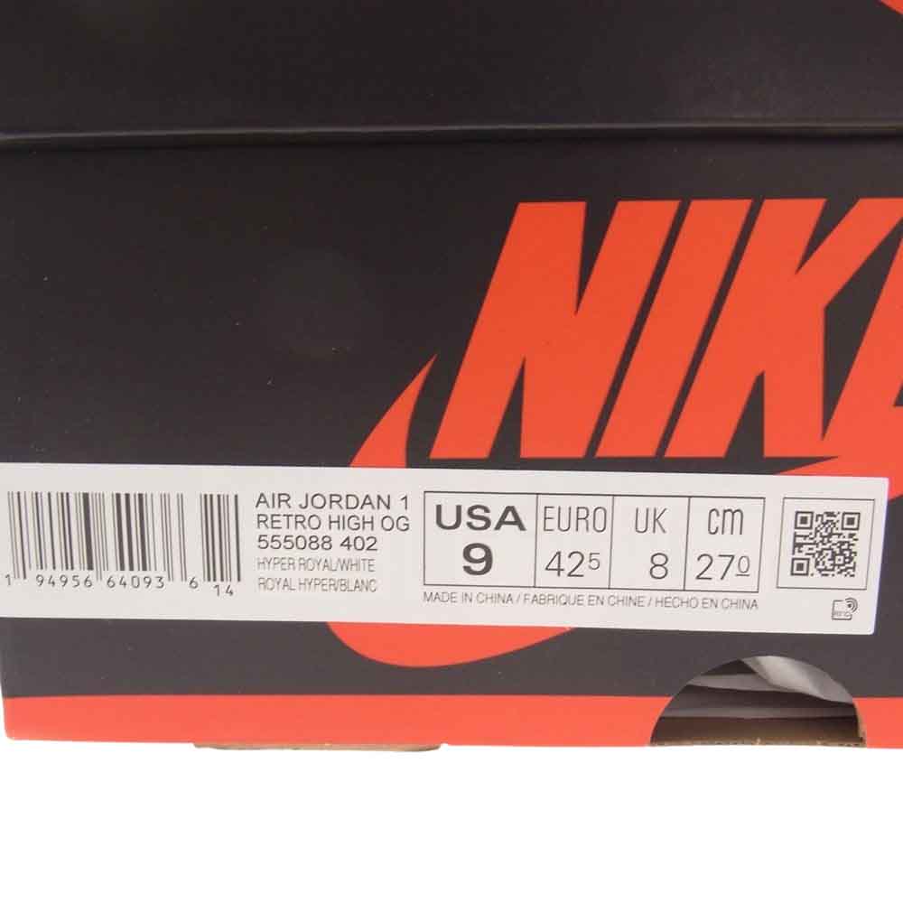 NIKE ナイキ 555088-402 AIR JORDAN 1 RETRO HIGH OG HYPER ROYAL エア ジョーダン 1 ハイパーロイヤル  レトロ ハイ WHITE LIGHT SMOKE GREY インディゴブルー系 グレー系 27cm【中古】