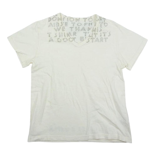 MAISON MARTIN MARGIELA メゾンマルタンマルジェラ ここのえタグ エイズ ラメ プリント Ｔシャツ オフホワイト系 S【中古】