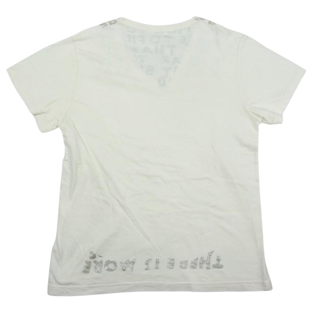 MAISON MARTIN MARGIELA メゾンマルタンマルジェラ ここのえタグ エイズ ラメ プリント Ｔシャツ オフホワイト系 S【中古】