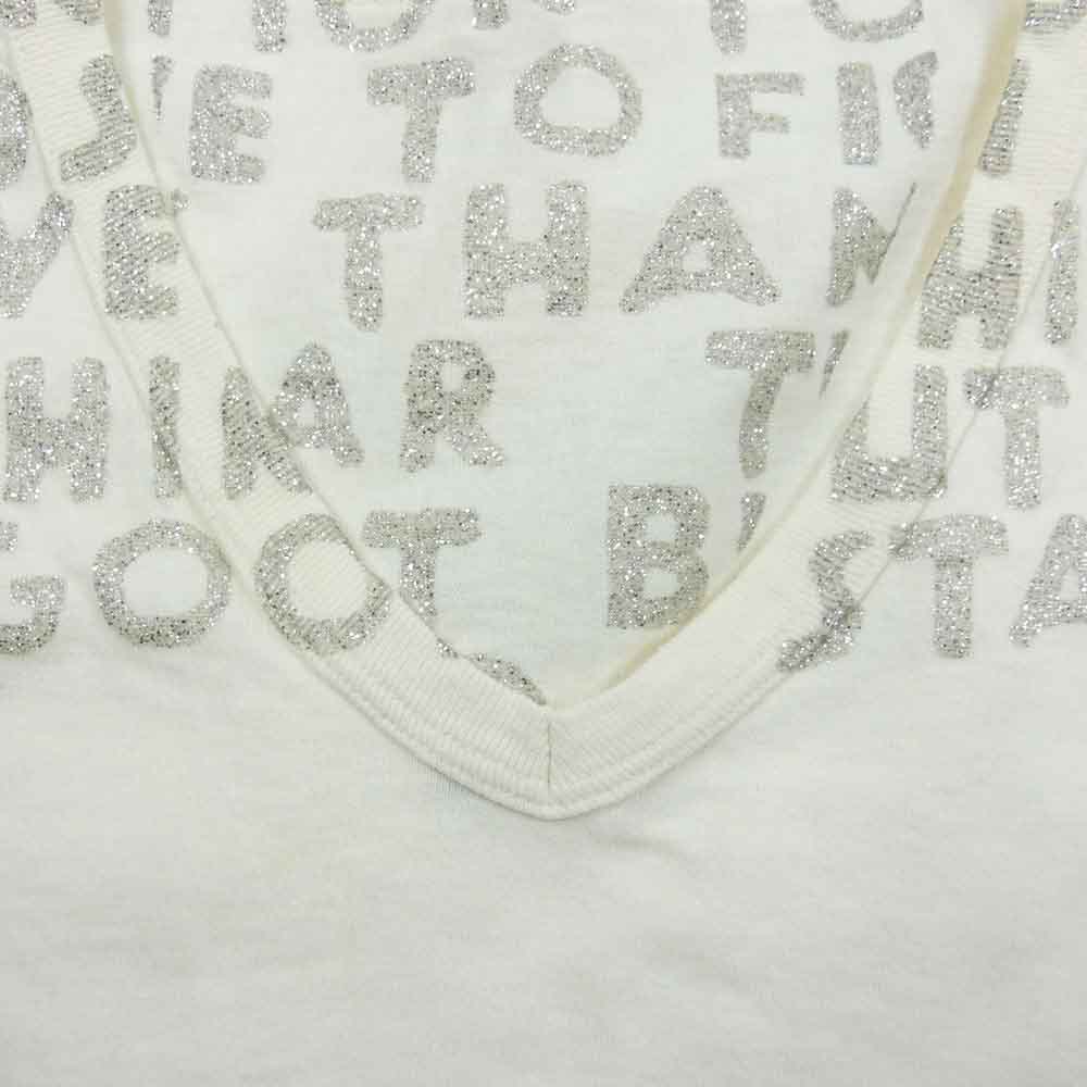 MAISON MARTIN MARGIELA メゾンマルタンマルジェラ ここのえタグ エイズ ラメ プリント Ｔシャツ オフホワイト系 S【中古】