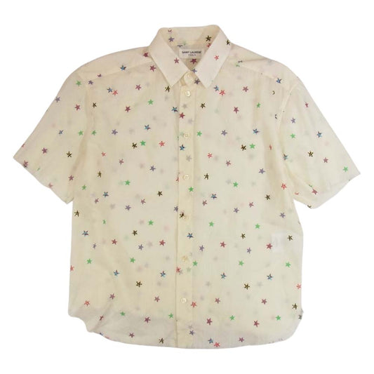 SAINT LAURENT サンローラン 548969 Y395U  スター 総柄 カットオフ シャツ 半袖 オフホワイト系 マルチカラー系 38【中古】