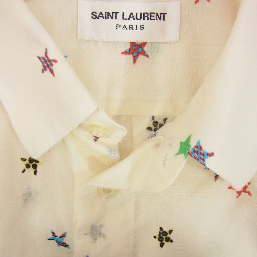 SAINT LAURENT サンローラン 548969 Y395U  スター 総柄 カットオフ シャツ 半袖 オフホワイト系 マルチカラー系 38【中古】