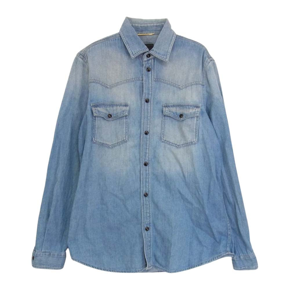 SAINT LAURENT サンローラン 321960 YVC92 エディ期 デニム ウエスタン シャツ インディゴブルー系 S【中古】
