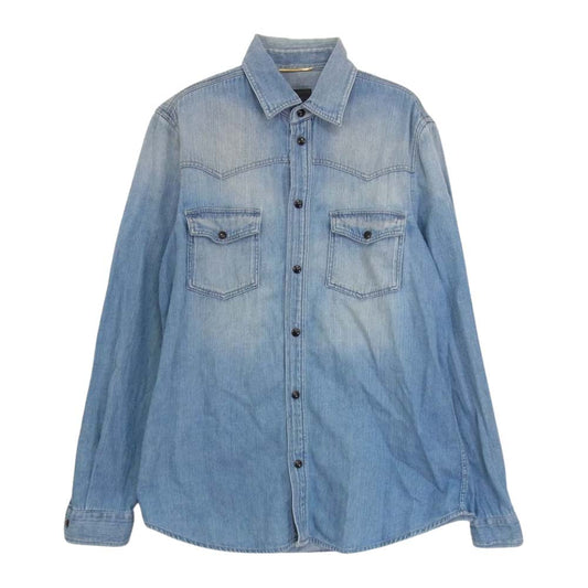 SAINT LAURENT サンローラン 321960 YVC92 エディ期 デニム ウエスタン シャツ インディゴブルー系 S【中古】