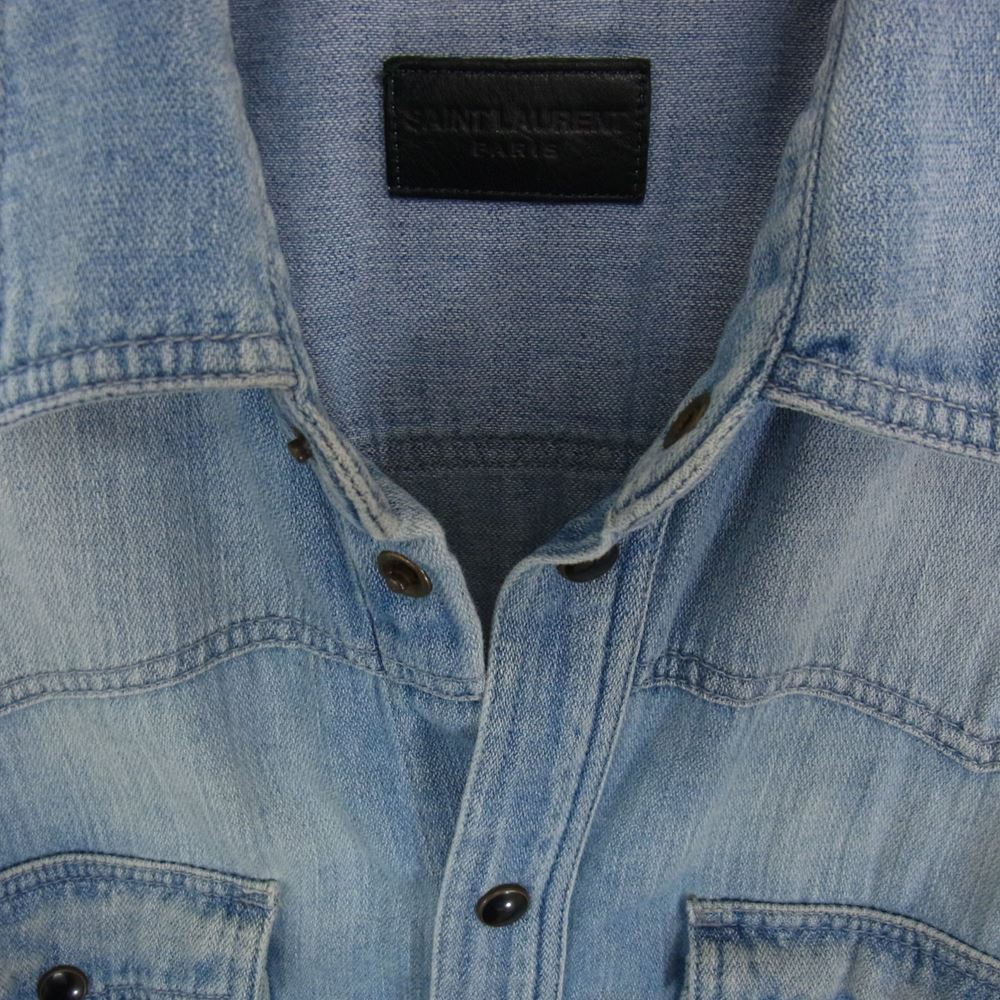 SAINT LAURENT サンローラン 321960 YVC92 エディ期 デニム ウエスタン シャツ インディゴブルー系 S【中古】
