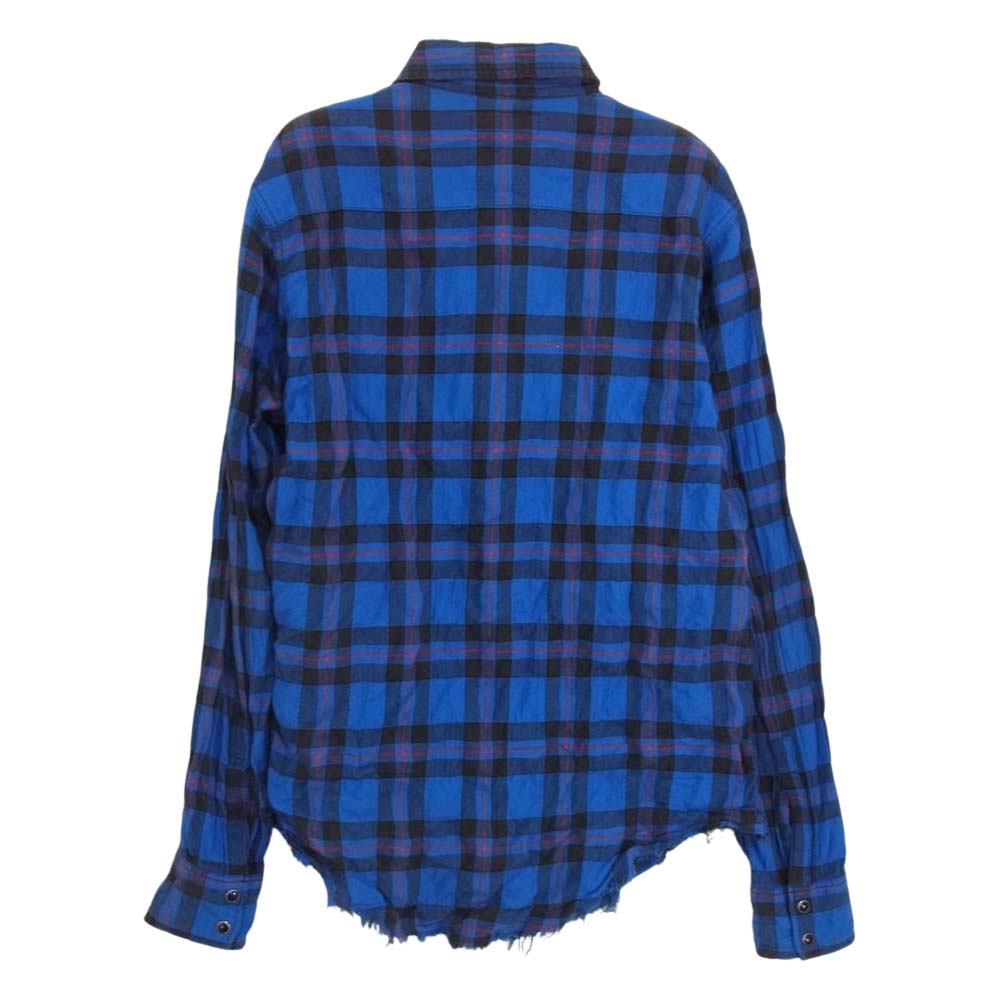 SAINT LAURENT サンローラン 16SS 419384 Y840L エディ期 チェック カットオフ シャツ ブルー系 ブラック系 XS【中古】