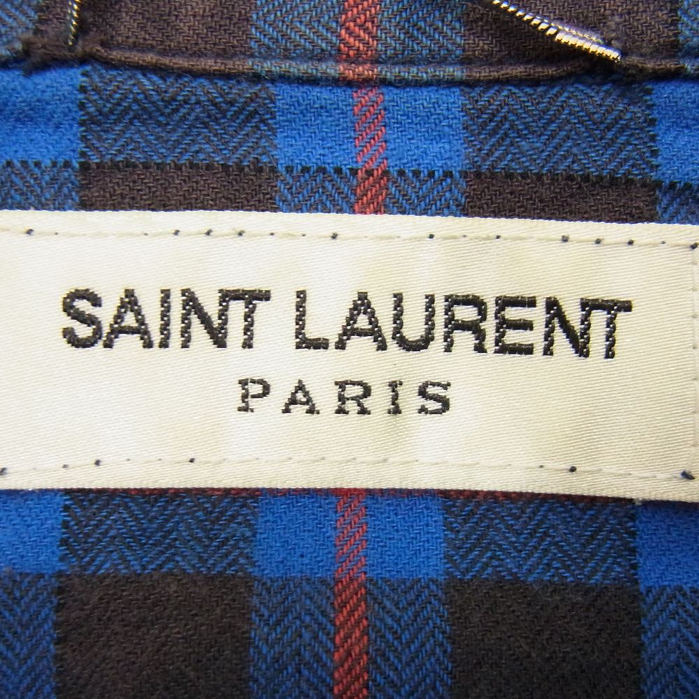SAINT LAURENT サンローラン 16SS 419384 Y840L エディ期 チェック カットオフ シャツ ブルー系 ブラック系 XS【中古】
